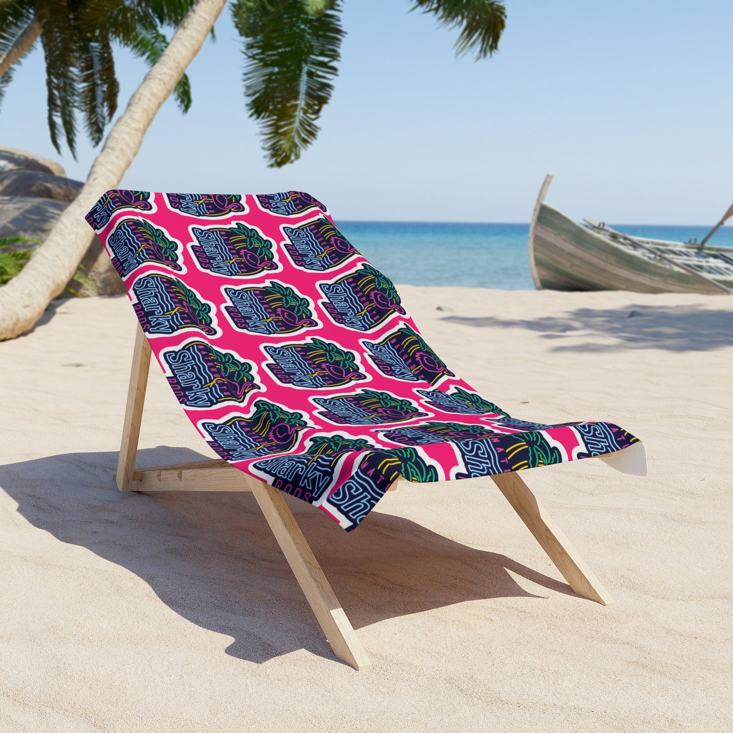 Retro Neon Beach Towel