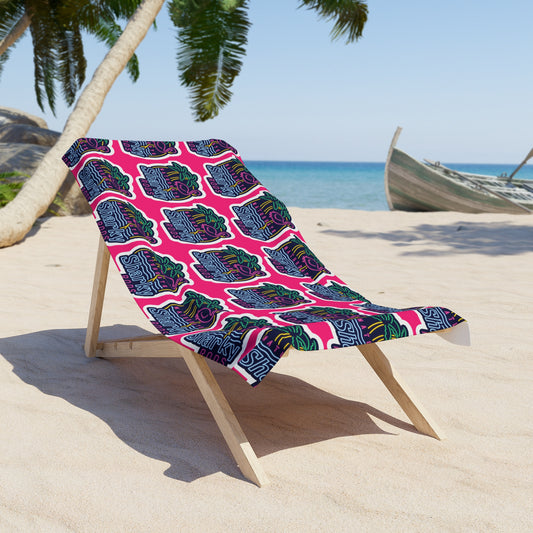 Retro Neon Beach Towel
