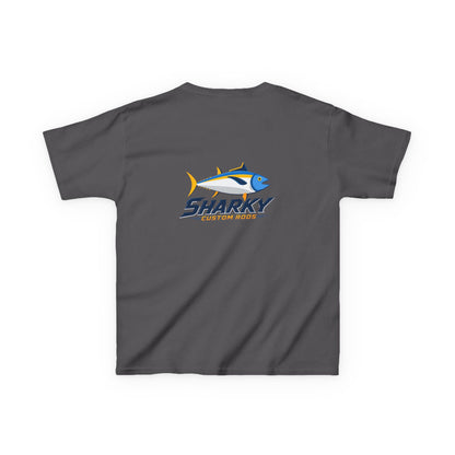 Kids Tee — 'Sharky' Fishing Logo Shirt (Front Pocket & Back Graphic)