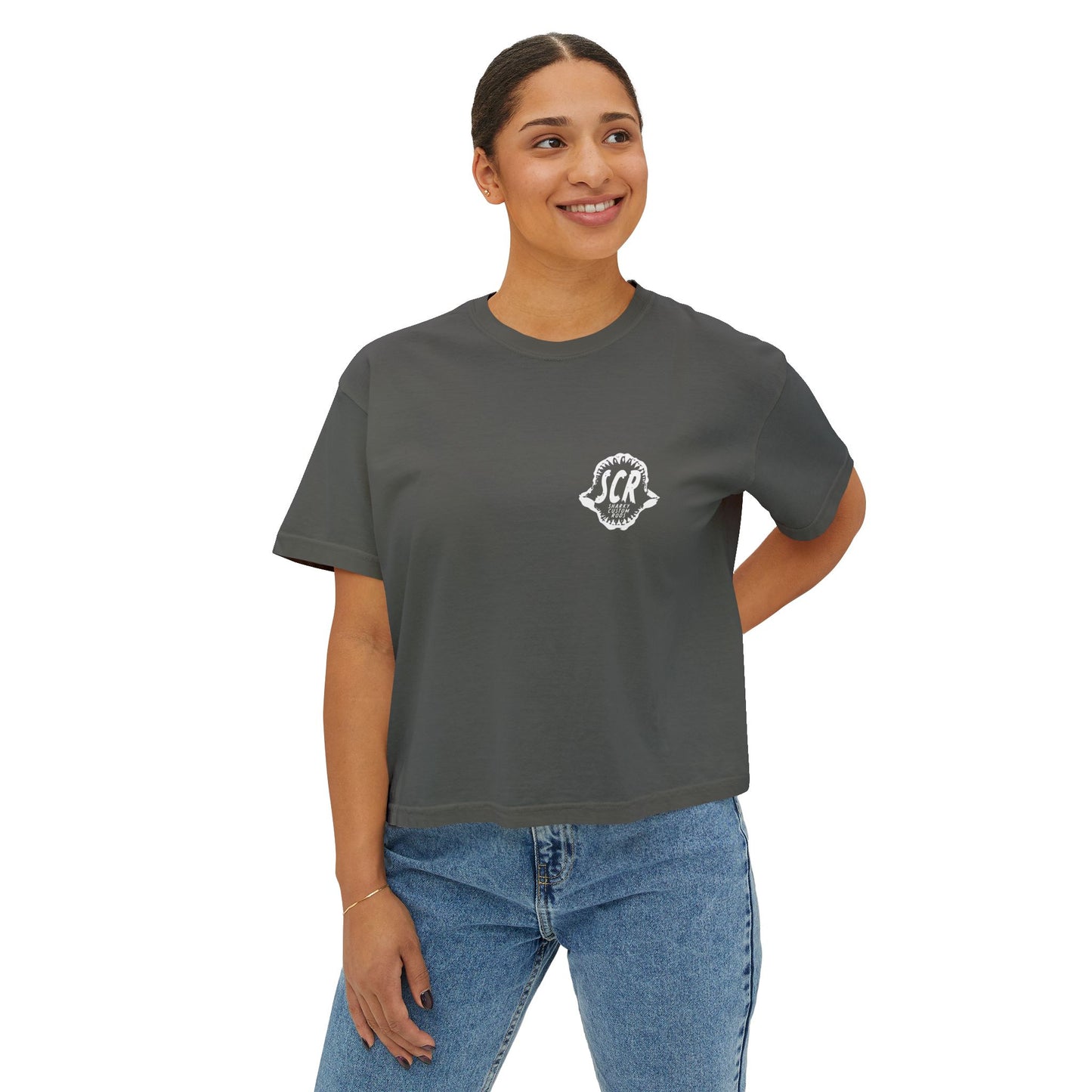 Sharky Fishing Boxy Tee Womens with Tuna Logo