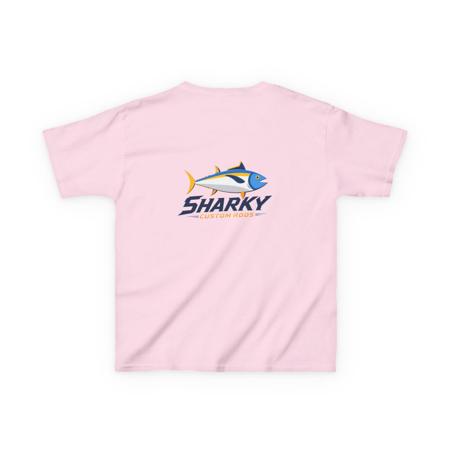 Kids Tee — 'Sharky' Fishing Logo Shirt (Front Pocket & Back Graphic)
