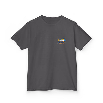 Kids Tee — 'Sharky' Fishing Logo Shirt (Front Pocket & Back Graphic)