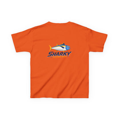 Kids Tee — 'Sharky' Fishing Logo Shirt (Front Pocket & Back Graphic)