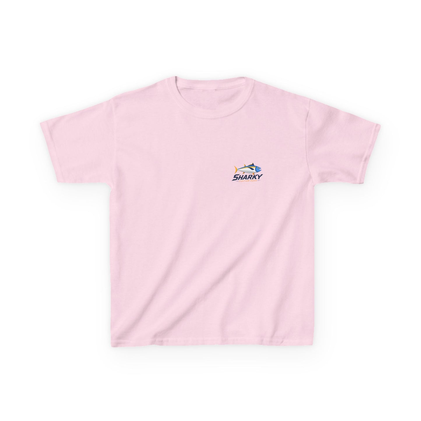 Kids Tee — 'Sharky' Fishing Logo Shirt (Front Pocket & Back Graphic)