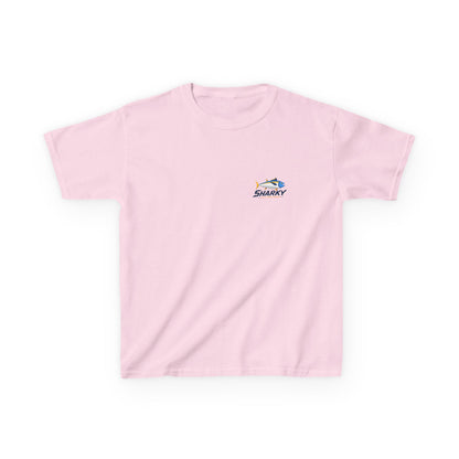 Kids Tee — 'Sharky' Fishing Logo Shirt (Front Pocket & Back Graphic)