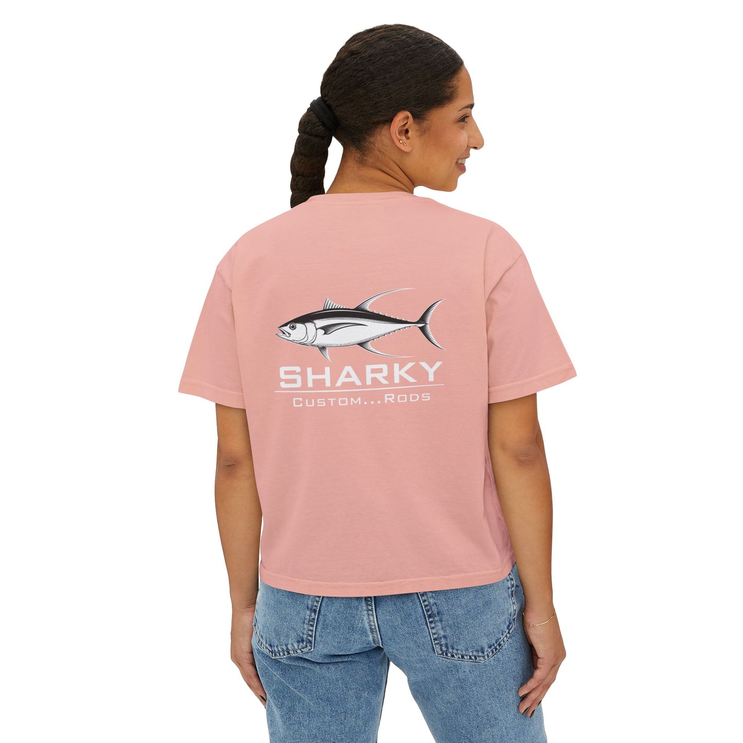 Sharky Fishing Boxy Tee Womens with Tuna Logo