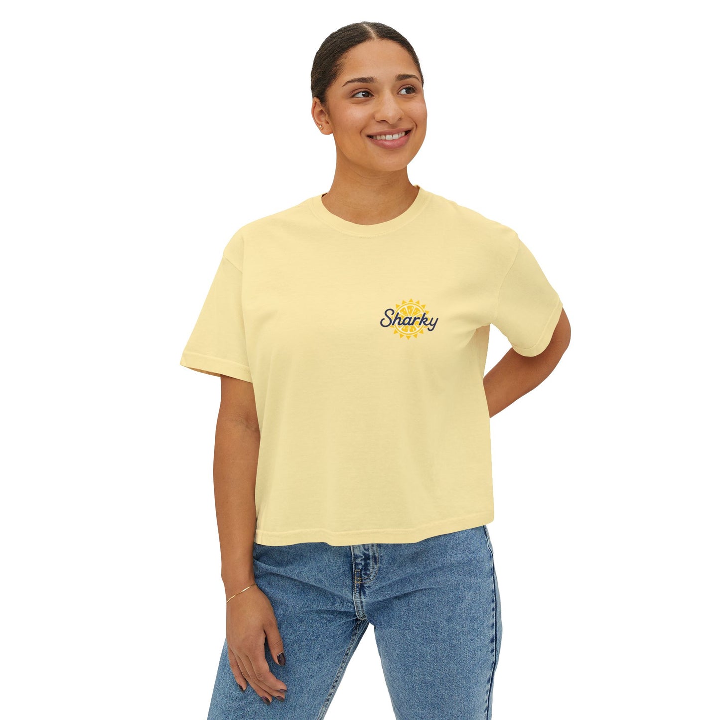 Mrs. Sharky Sun Boxy Tee Crop Shirt