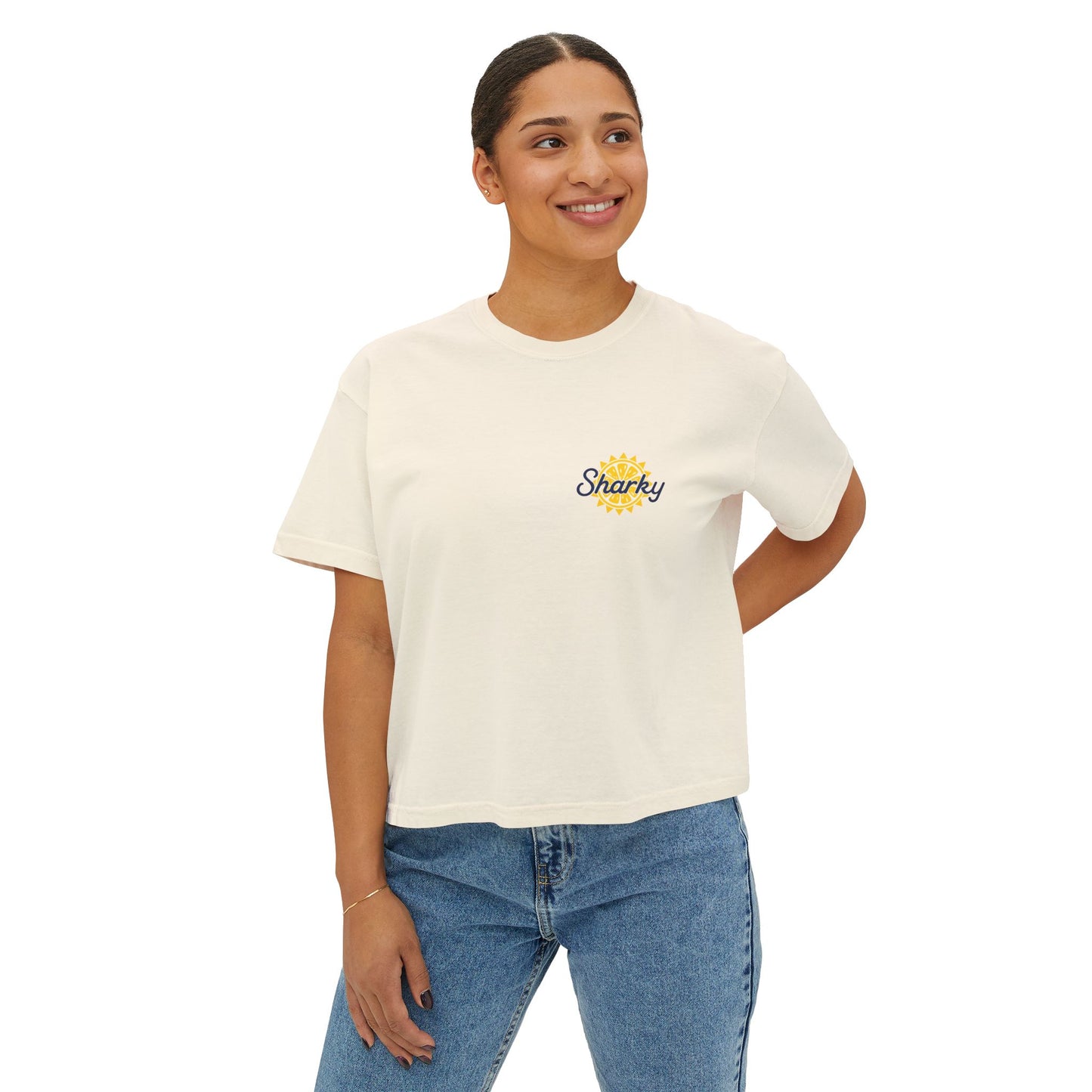 Mrs. Sharky Sun Boxy Tee Crop Shirt