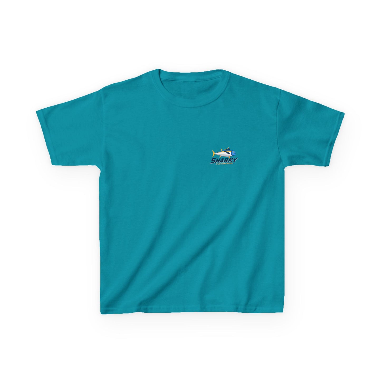 Kids Tee — 'Sharky' Fishing Logo Shirt (Front Pocket & Back Graphic)